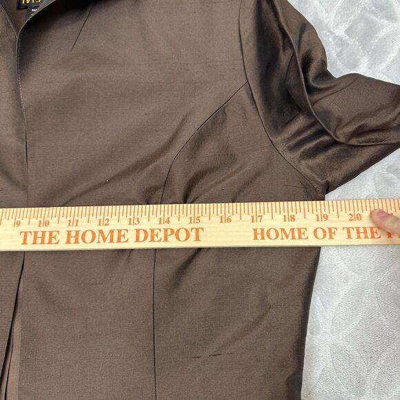 Vtg 100% Silk Jacket Womens 8 Brown Iridescent Open Front Blazer Career Capsule - Picture 12 of 15